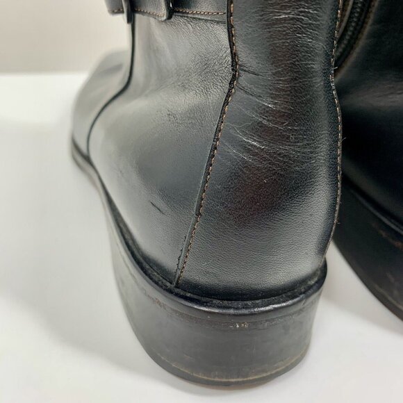 COLE HAAN Country Ankle Boots Black Square Toe Zipper Decorative Buckle SZ 9B - Picture 9 of 9